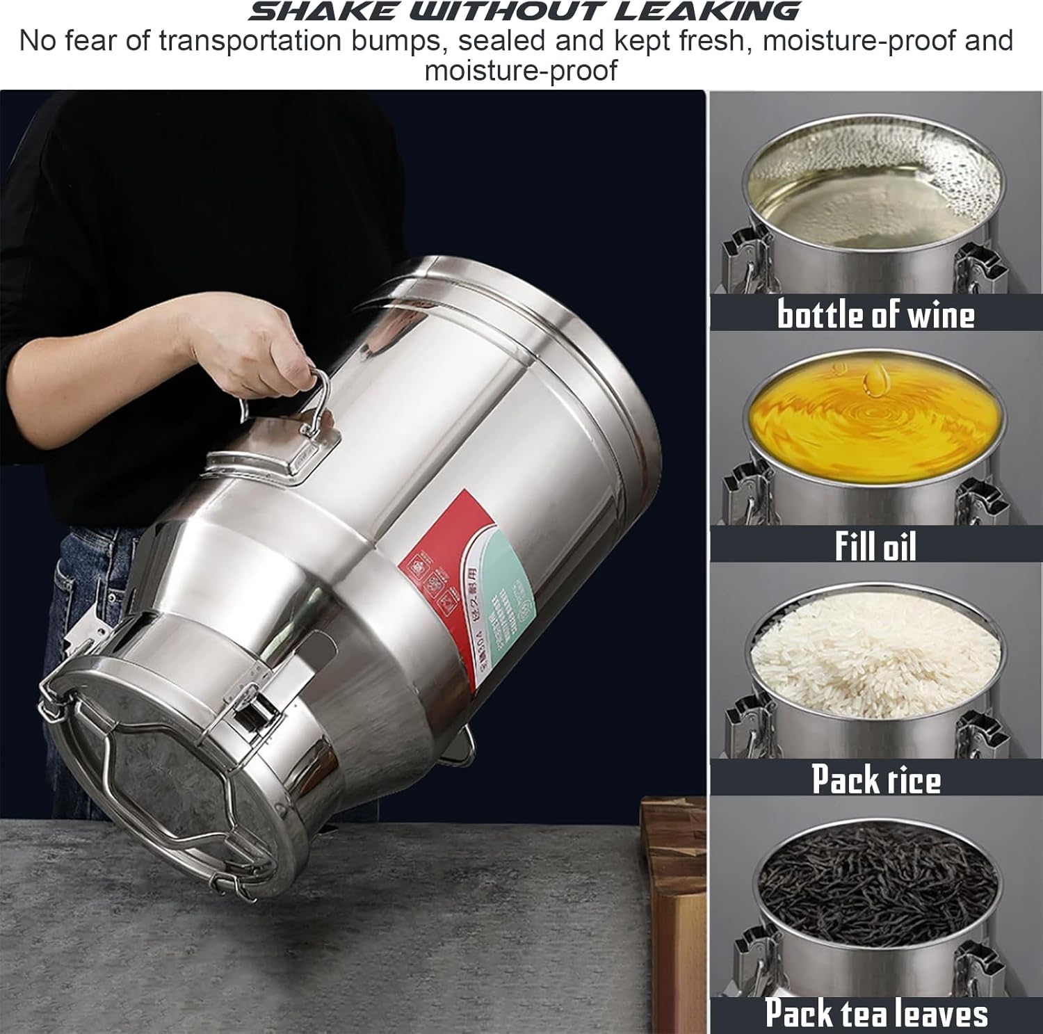 Boîte hermétique en Acier inoxydable, boîtes de Conservation des aliments avec couvercle hermétique et pince de verrouillage, boîtes à céréales Pour Conserver les aliments Dans le comptoir 28L