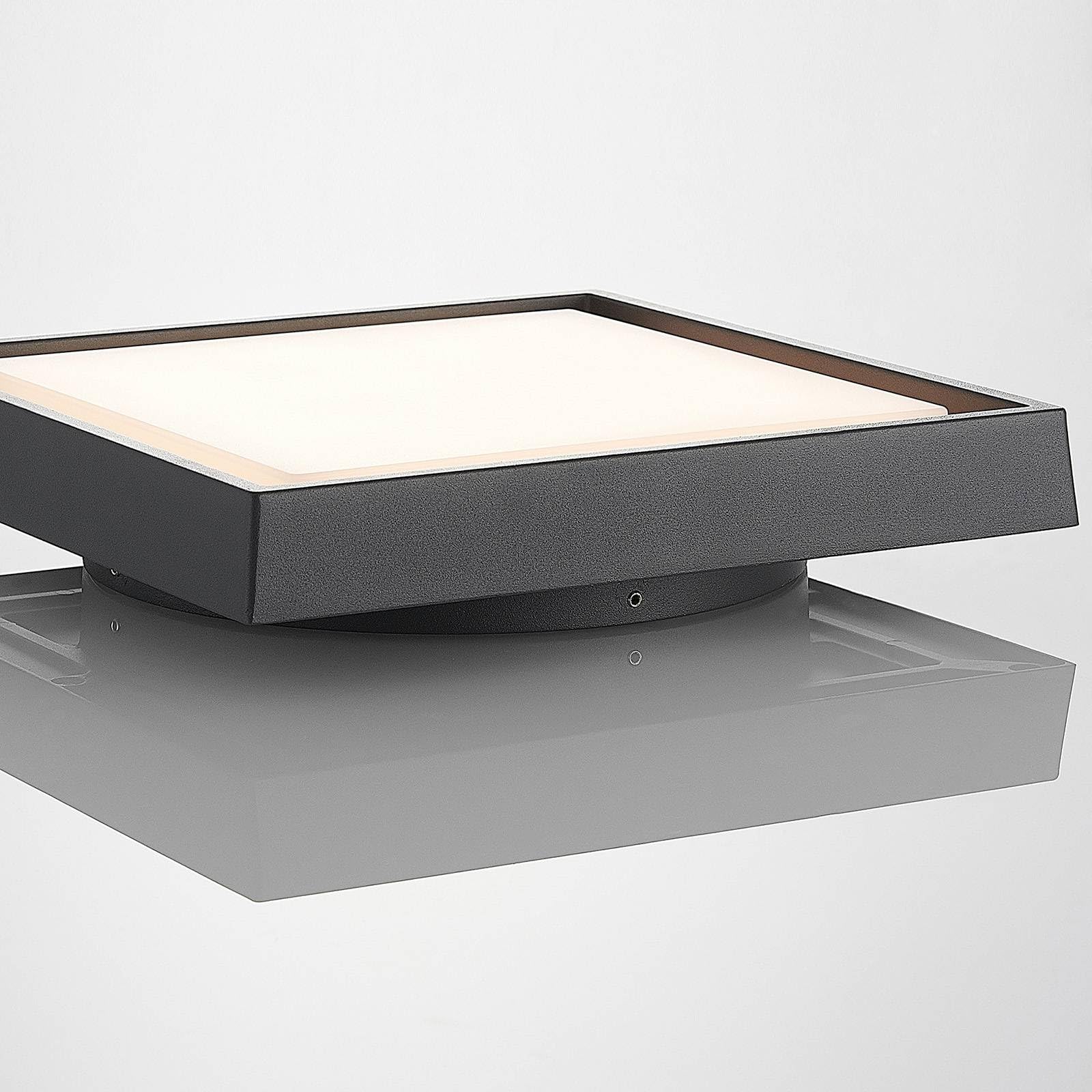 Lucande Plafoniere LED (Moderno) colore Grigio, in Alluminio lampadina inclusa lampada da esterni per giardino terrazzo balcone e casa plafoniera