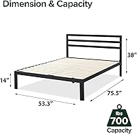 Vista 2 de ZINUS Mia Metal Platform Bed Frame with Headboard, Wood Slat Support, No Box Spring Needed, Easy Assembly, Full Negro
