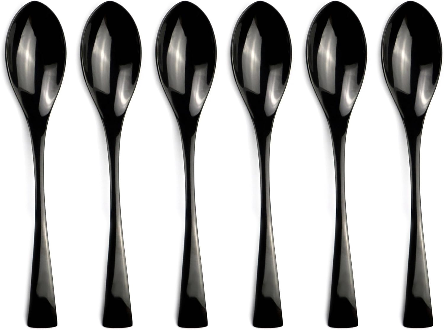 8 Inches 18/10 Stainless Steel Dessert Spoon, Mirror Finished Black, Set of 6