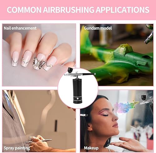 Miniatura 2 de Kit de aerógrafo con compresor de aerógrafo, dijes de uñas, cepillo de aire inalámbrico para peluquería, arte de uñas, decoración de pasteles,