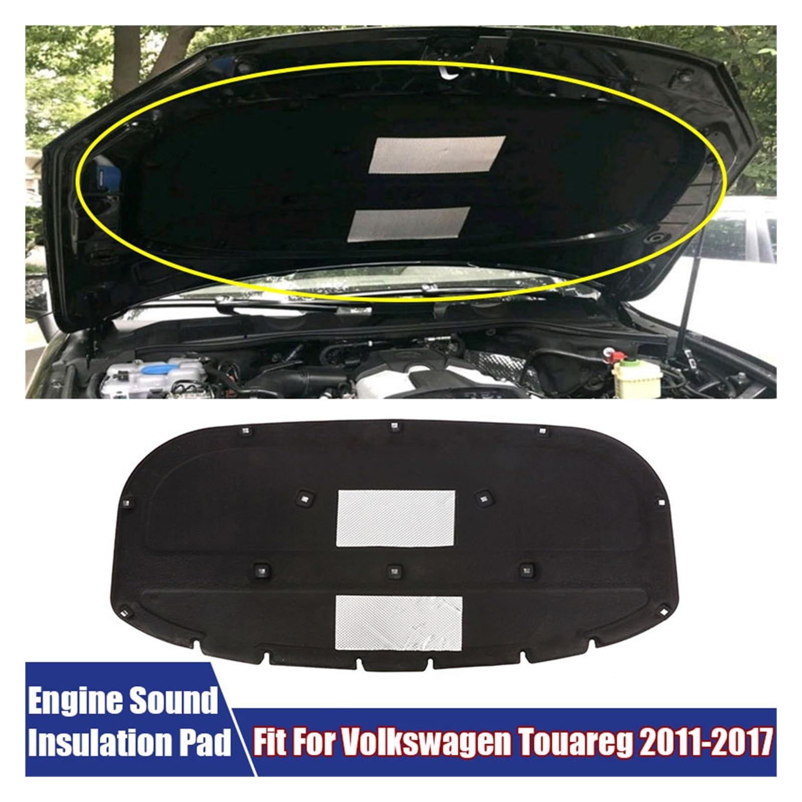 Przednia maska ​​samochodu silnik izolacja cieplna podkładka bawełniana dźwiękoszczelna mata pokrywa piankowa, kompatybilna z VW Touareg 2011-2017