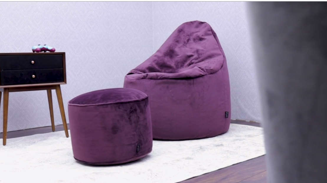 Loft 25 Capriccio Velvet Bean Bag Chair | Indoor Home Woonkamer Premium Zitzak Stoel | Ergonomisch Ontwerp voor Lichaamsondersteuning | Duurzaam en Comfortabel (Pacific, Zitzak
