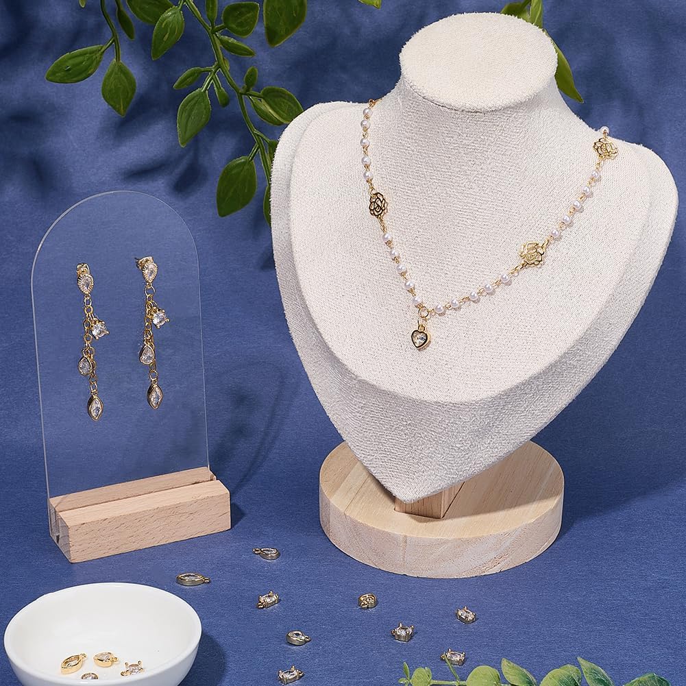 SUNNYCLUE 1 Box 20Pcs 5 Styles Real 18K Gold Plated Brass Charms Cubic Zirconia Charm Bulk Clear Crystal Heart Round Oval Teardrop Pendants for Jewelry Making Necklace Earring DIY Craft Accessories - Image 4