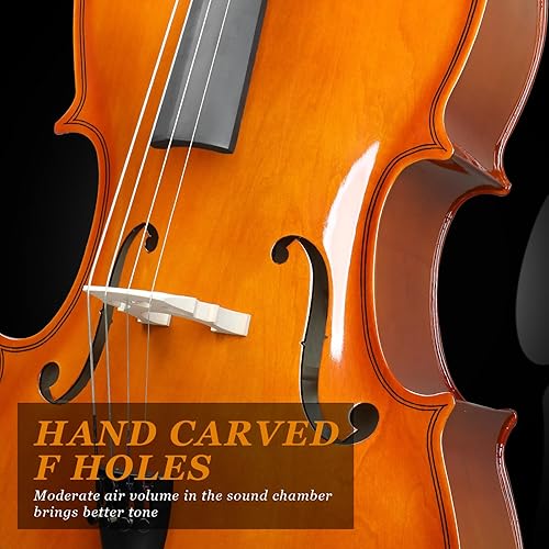 Miniatura 25 de Ktaxon Violonchelo de tamaño completo, violonchelo para principiantes 4/4, kit de violonchelo acústico con bolsa portátil, arco, puente, colofonia