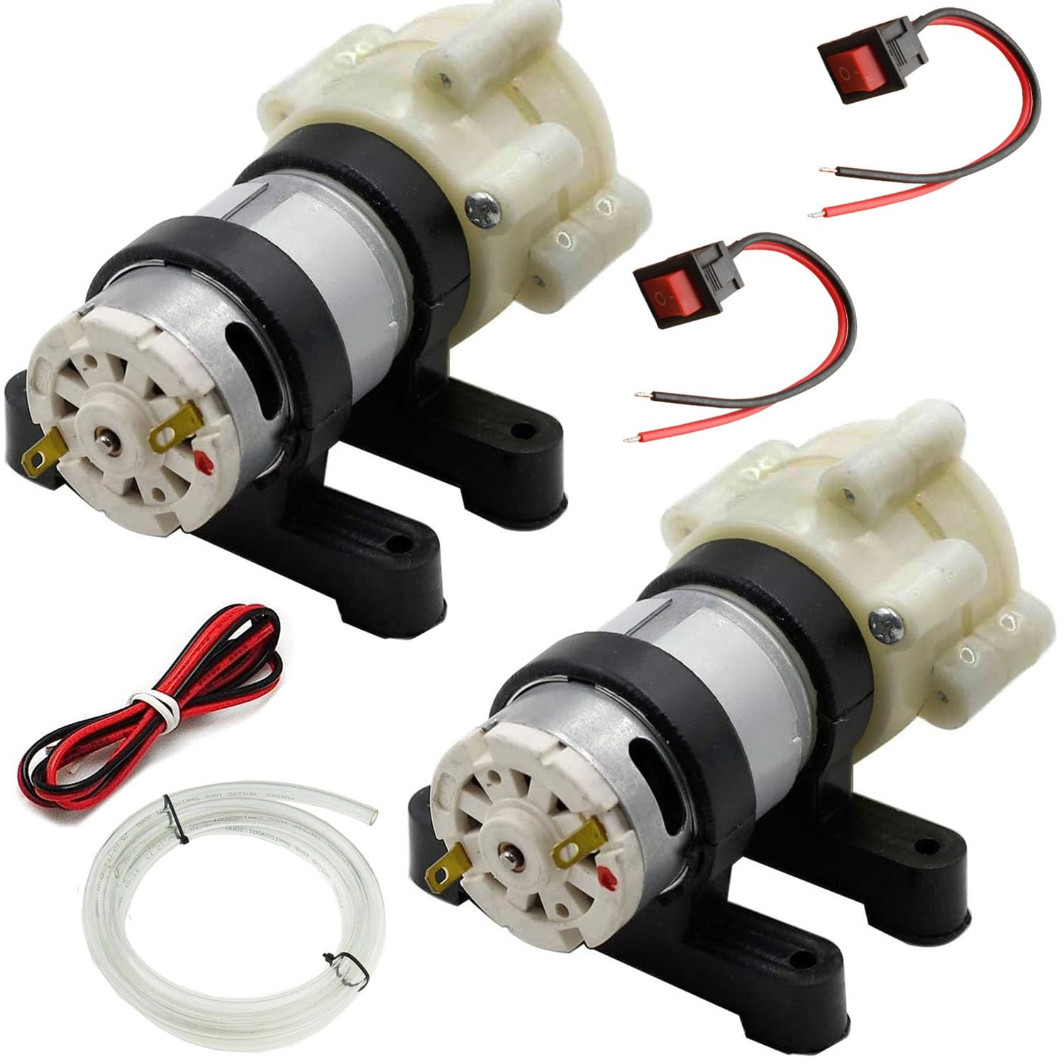 RUNCCI-YUN Membrana pompa wodna 12 V mini elektryczna pompa wodna 1,5-1,8 l/min samozasysająca pompa DC12V do herbaty maszyna do akwarium akwarium Fish Tank Fountain (2 szt.)