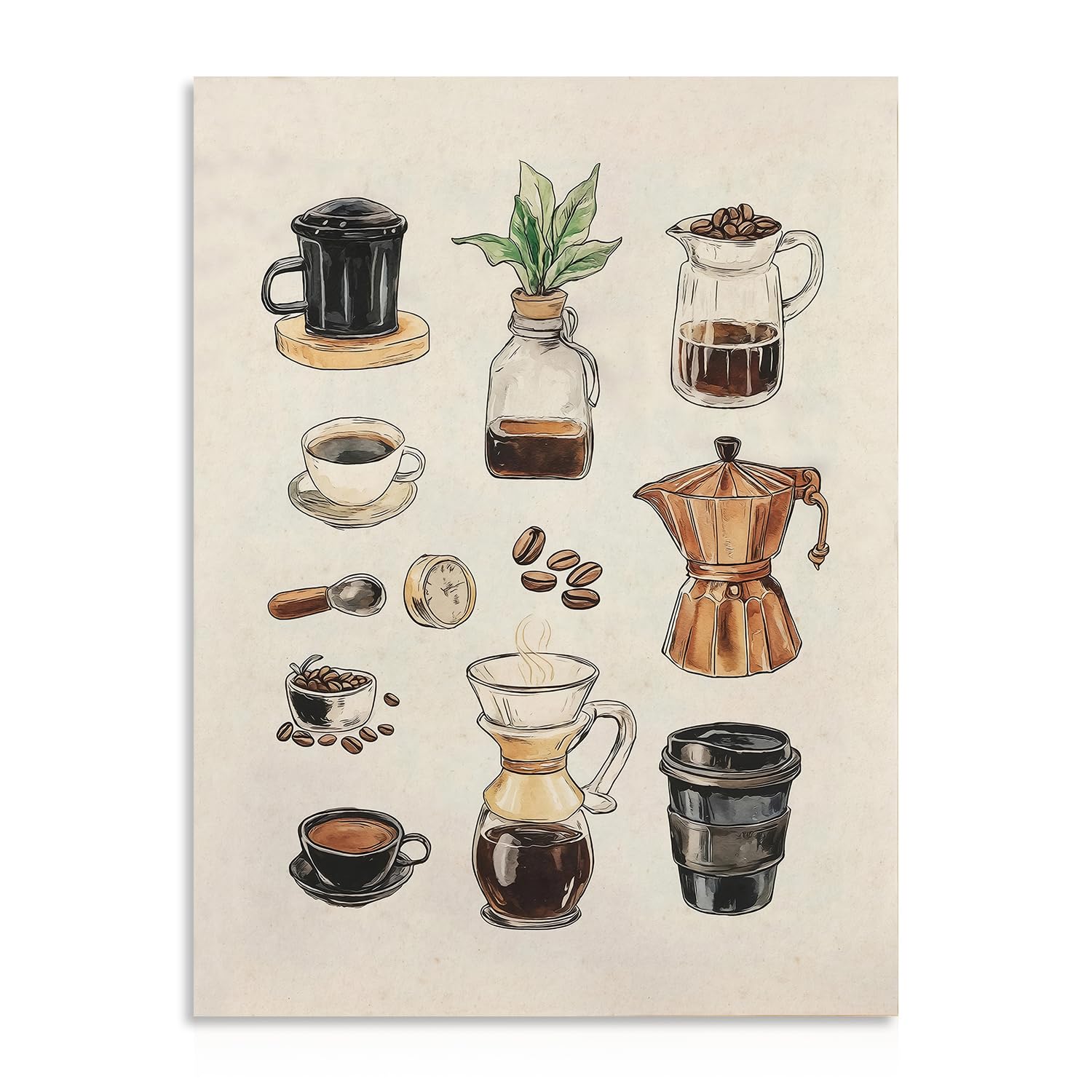 Dazzlewall Coffee Wall Art Décor, Impression Expresso Vintage pour la Décoration de Café de Cuisine, Impression D'Affiche Minimaliste pour Café Bar Cantine, 12x16 pouce Non Encadré Dazzlewall Coffee Wall Art Décor, Impression Expresso Vintage pour la Décoration de Café de Cuisine, Impression D'Affiche Minimaliste pour Café Bar Cantine, 12x16 pouce Non Encadré