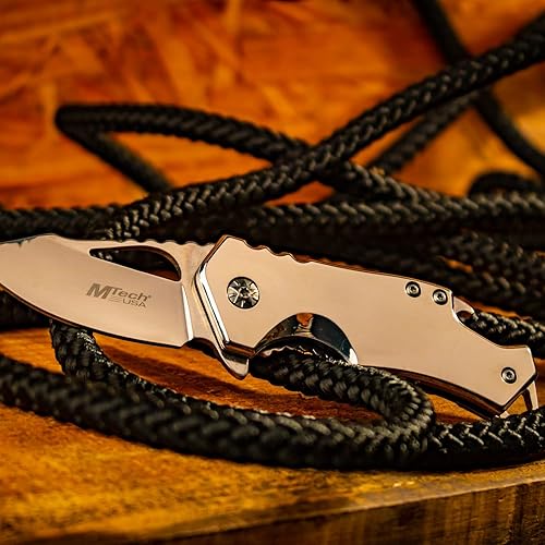 Miniatura 24 de MTECH USA - Navaja plegable con apertura asistida por resorte Cerveza Lager