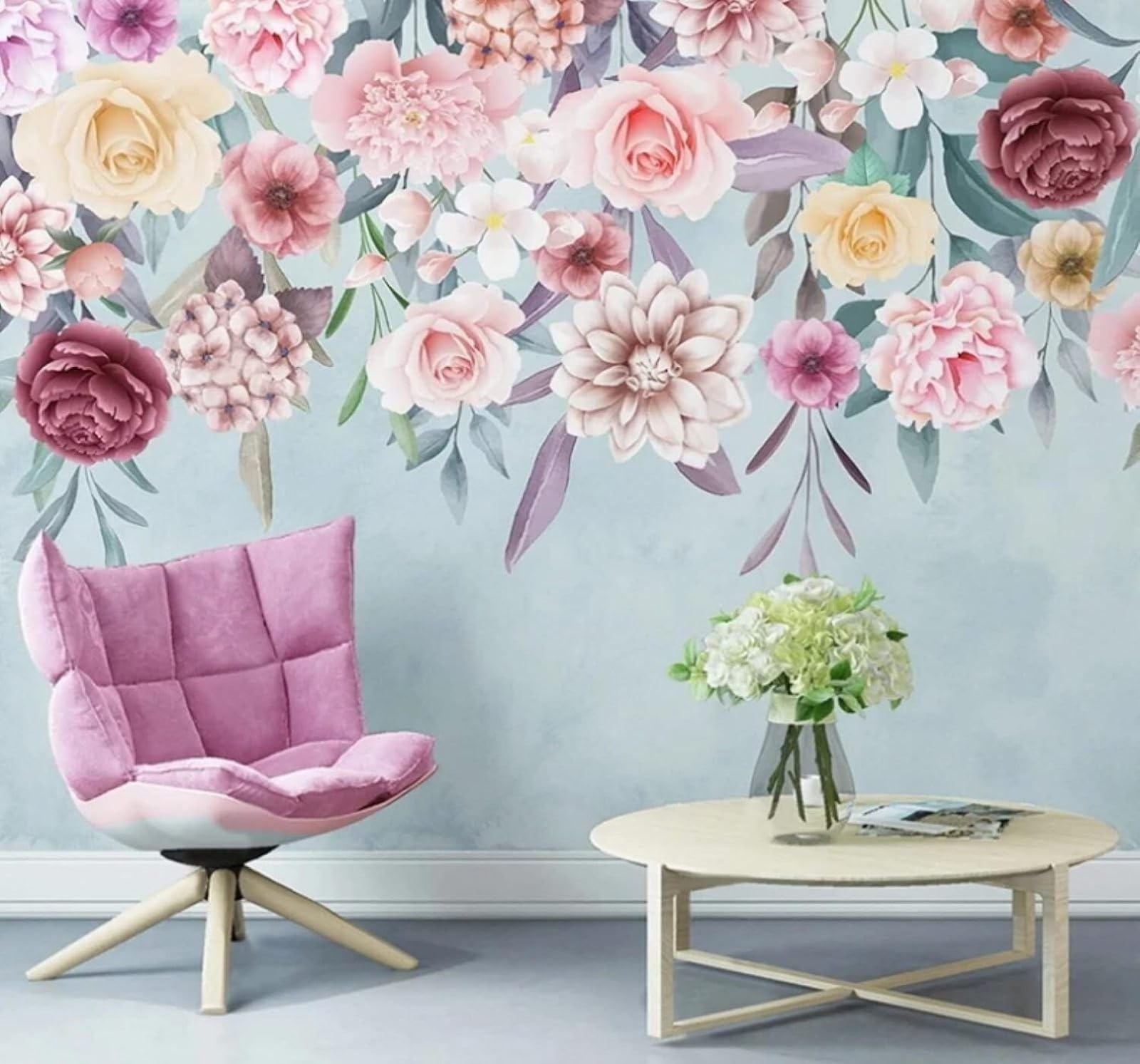 XLMING Hand Drawn Cosy Beautiful Pastoral Flowers 3D Wallpaper Luxury Home Dining Decor Paste Sofa Living Room The Wall for Bedroom Mural-400cm×280cm