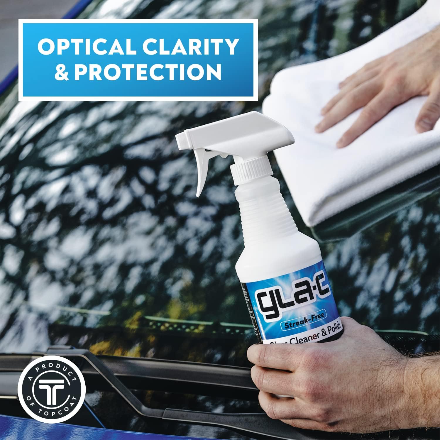 TopCoat Gla-C Car Window Cleaner - Water-Based Car Glass Cleaner for Windshields, Acrylic, Vinyl, and More - Improves Visibility and Cleans and Polishes Without Streaks - 16-Ounce Spray Bottle
