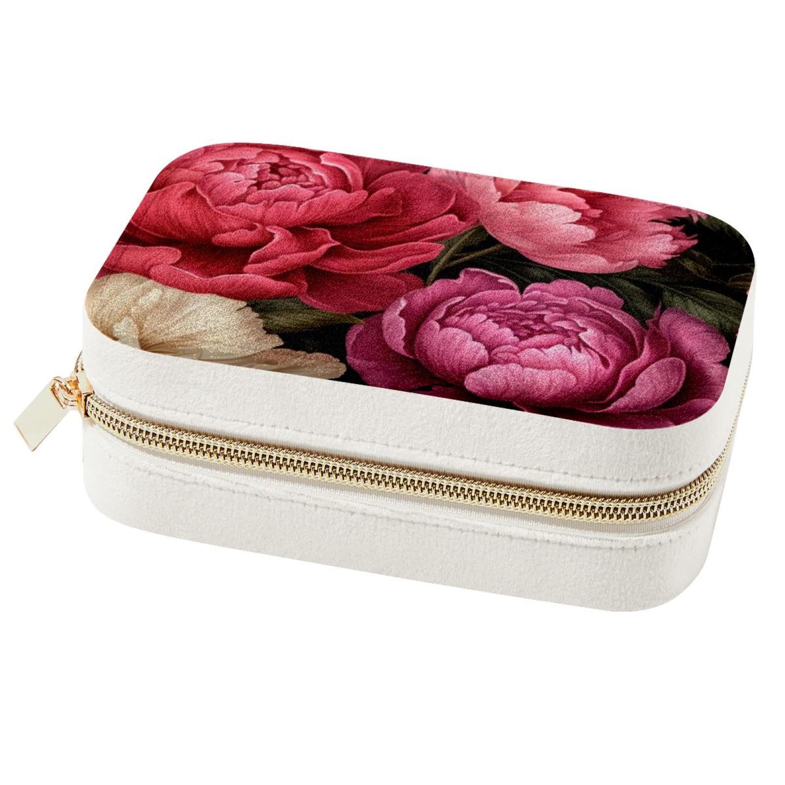 Boîte à bijoux pivoine en velours, le cadeau de demoiselle d'honneur