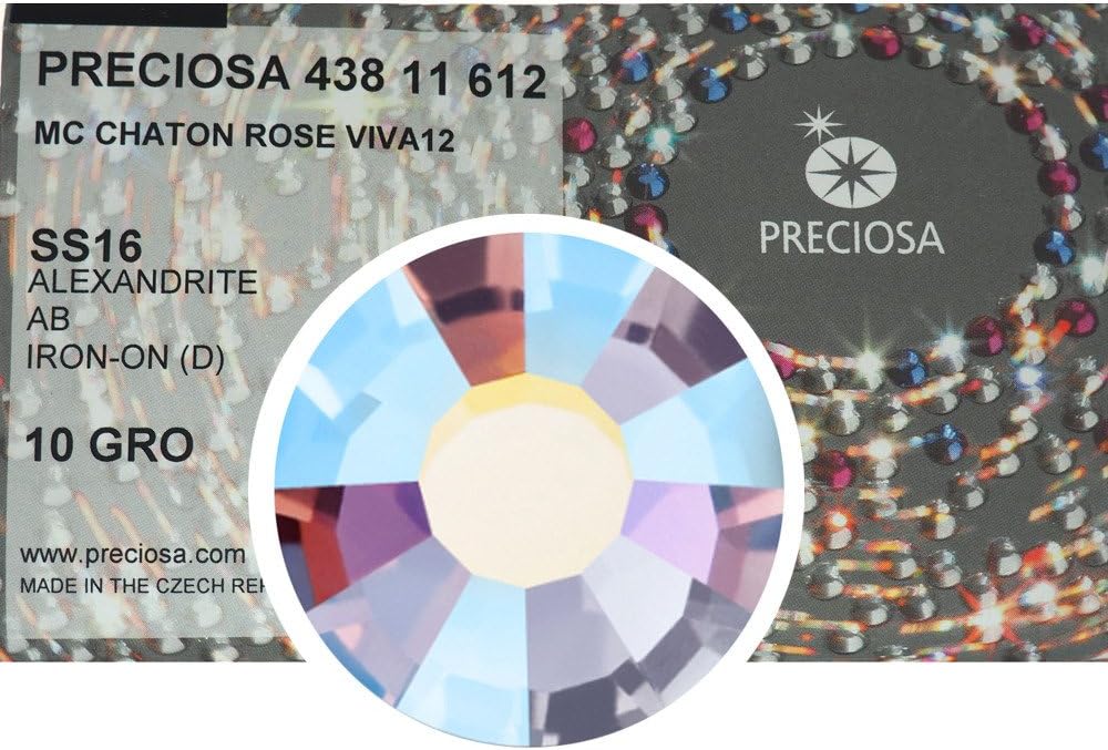 Alexandrite AB HOTFIX, 1440 Preciosa Genuine Czech Crystals 16ss Viva12 Iron-on, ss16, 4mm