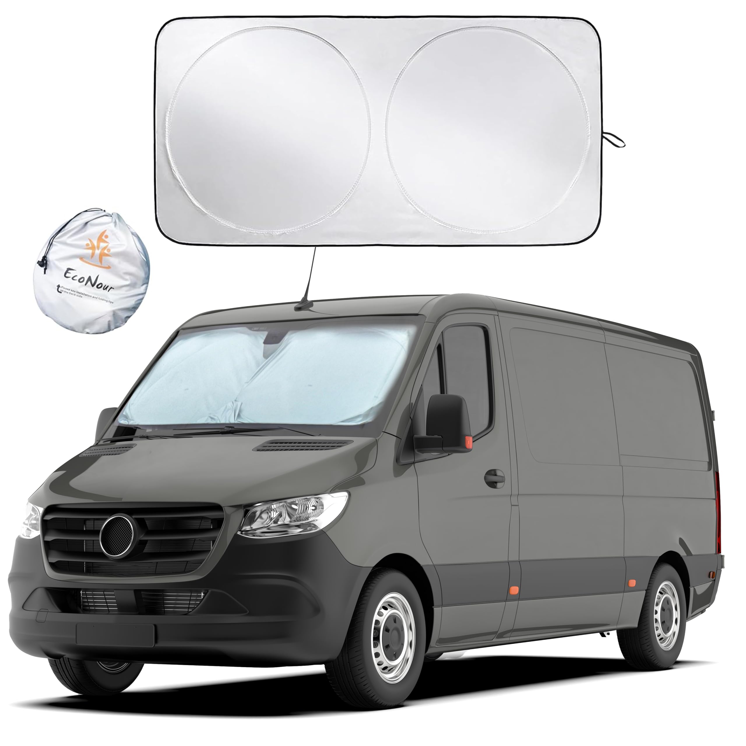EcoNour Car Windshield Sun Shade - Blocks UV Rays Sun Visor Protector, Sunshade to Keep Your Vehicle Cool and Damage Free,Easy to Use,Fits Windshields of Various Size (X-Large 67.7 x 37 inches)