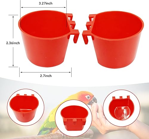 Miniatura 2 de 50 tazas de jaula para pájaros, comederos de plástico para colgar alimentos, plato de riego para alimentación de pollo, jaula de pájaros, comederos