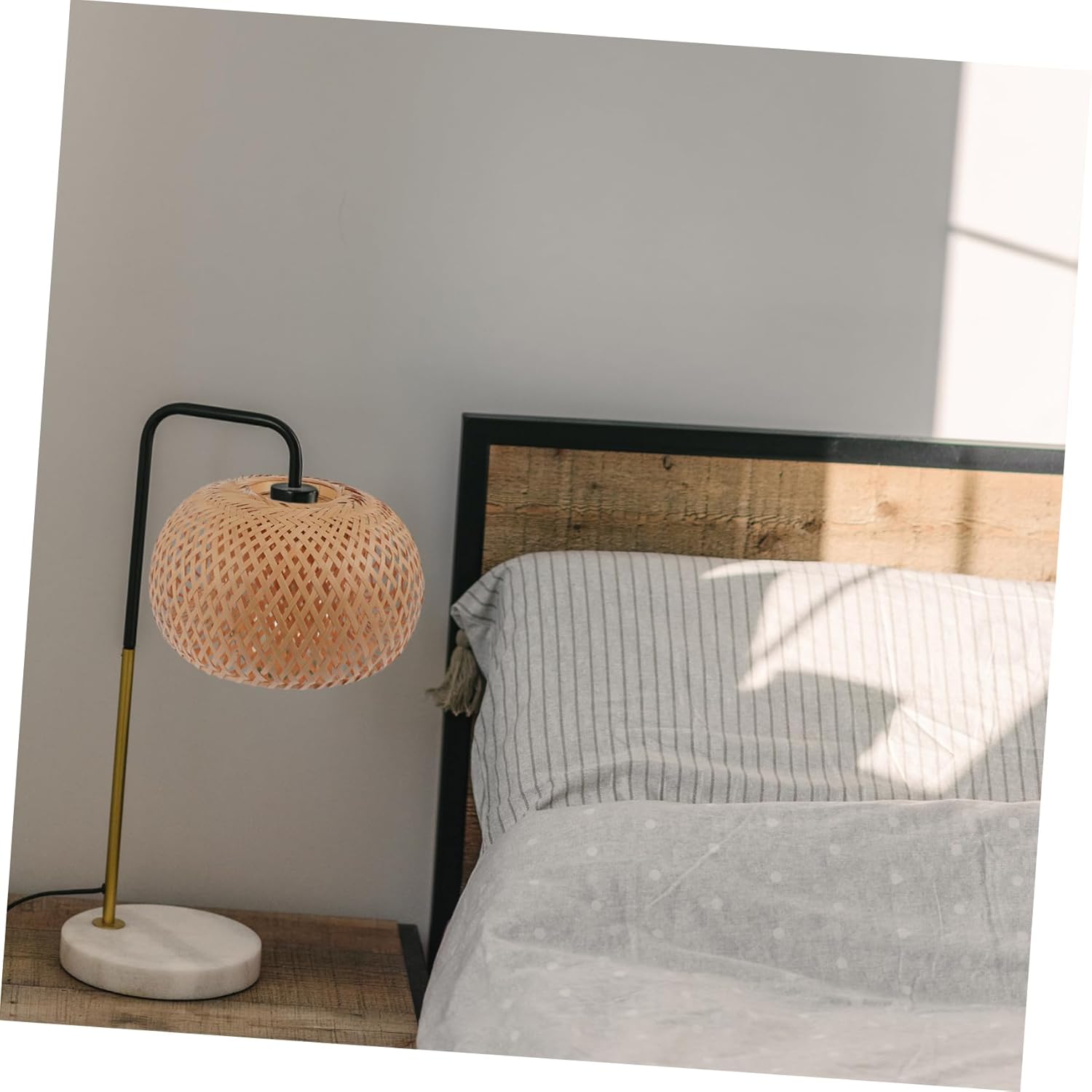 Gadpiparty 1pc Bamboo Weaving Lampshade Unique Artistic Light Shade for Ceiling and Table Durable Natural Cover for Dining Room Bedroom and Office Easy to Install