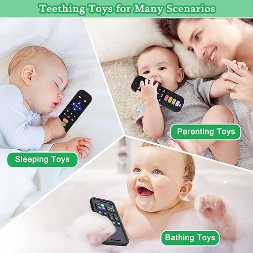 Miniatura 5 de Juguetes de dentición con forma de teléfono y control remoto de silicona para bebés de 3 a 12 meses, mordedores de silicona para niños pequeños,