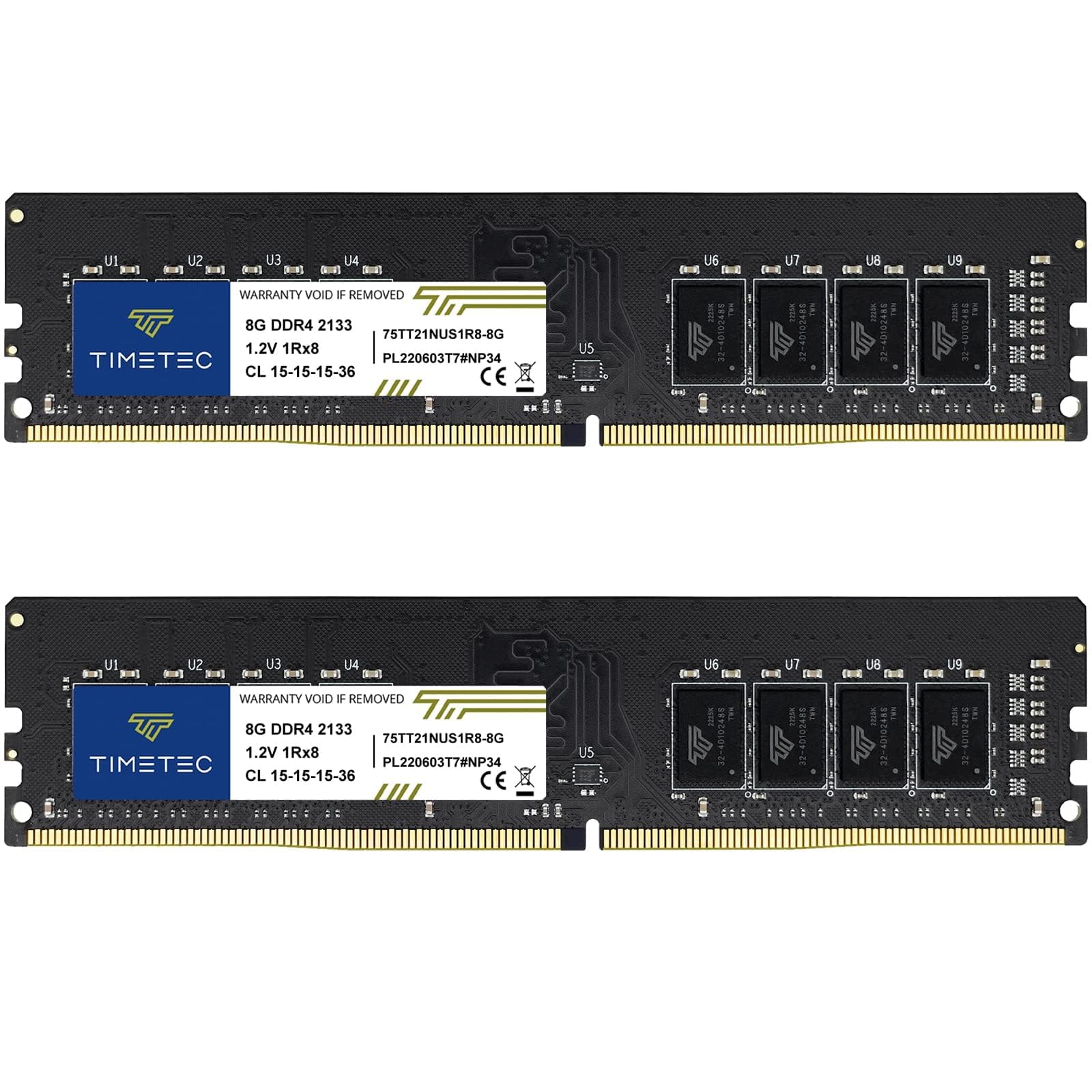 Timetec 16GB Kit(2x8GB) DDR4 2133 MHz (PC4-2133P) PC4-17000 UDIMM – Sin ECC, sin búfer, 288 Pines, 1,2V CL15, Memoria RAM para Ordenadores de sobremesa.