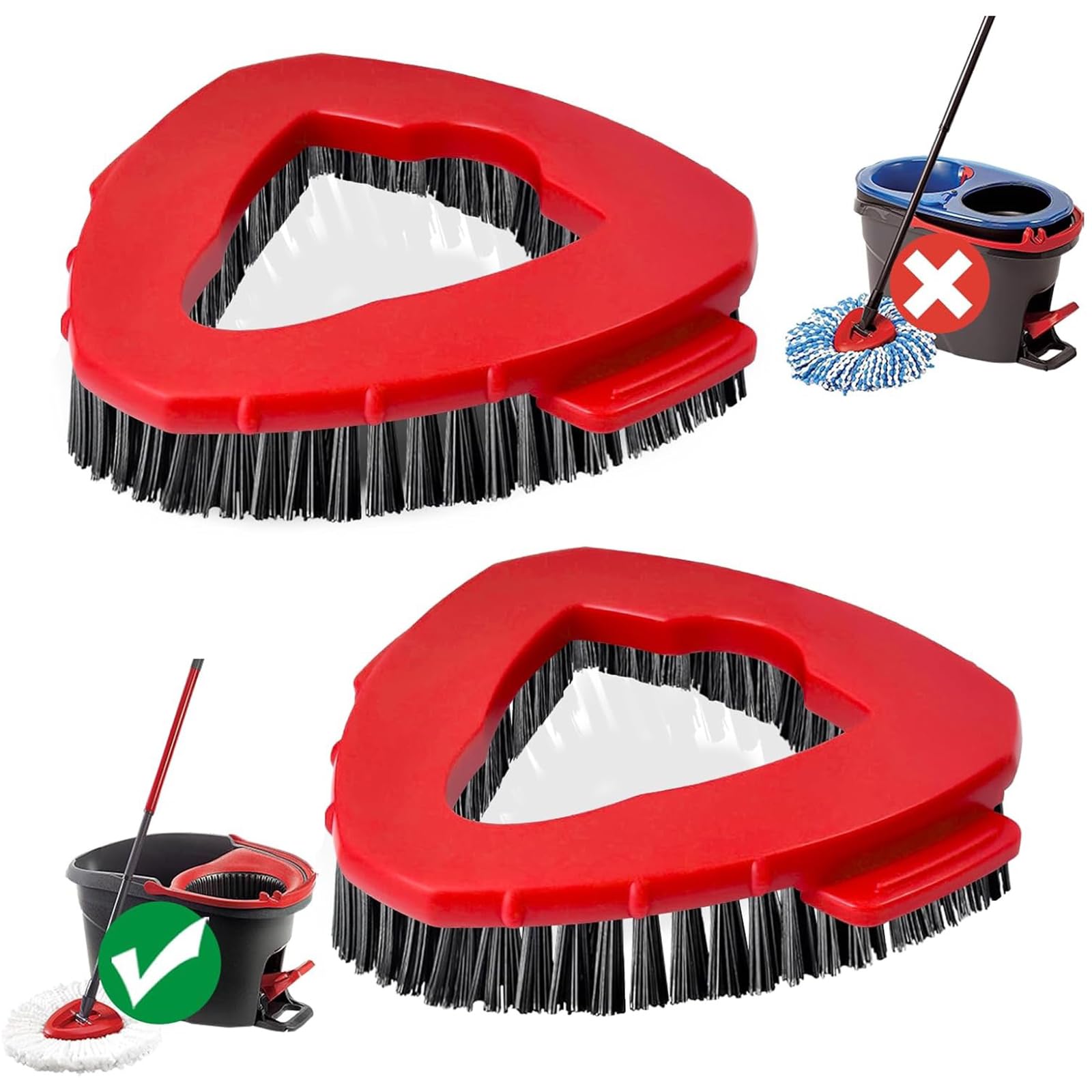 NEWHE 2pcs Scrubbers For Vileda Turbo EasyWring, Triangle Mop Spin Mop Head, Floor Wiper, Sanding Brush, Cleaning Brush For Bathroom And Kitchen Tiles