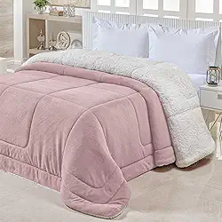 Cobedrom Casal Queen Sherpa Edredom Pele de Carneiro Cobertor Dupla Face (Rosê)