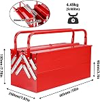 WORKPRO Metal Tool Box, 18-inch Cantilever Folding Red Storage Box, 3-Layer 5-Tray Multi-Function Tool Organizer, Red