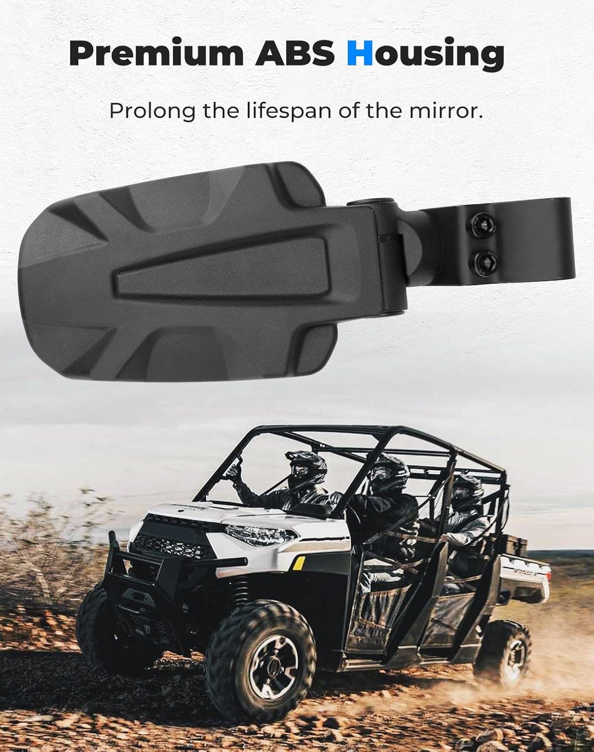KEMIMOTO UTV Adjustable Side Mirrors, Side View Mirror for Pro-Fit Cage Breakaway Rear View Mirrors Compatible with Polaris Ranger 570 500 900 1000 General 1000 Can-Am Maverick Trail