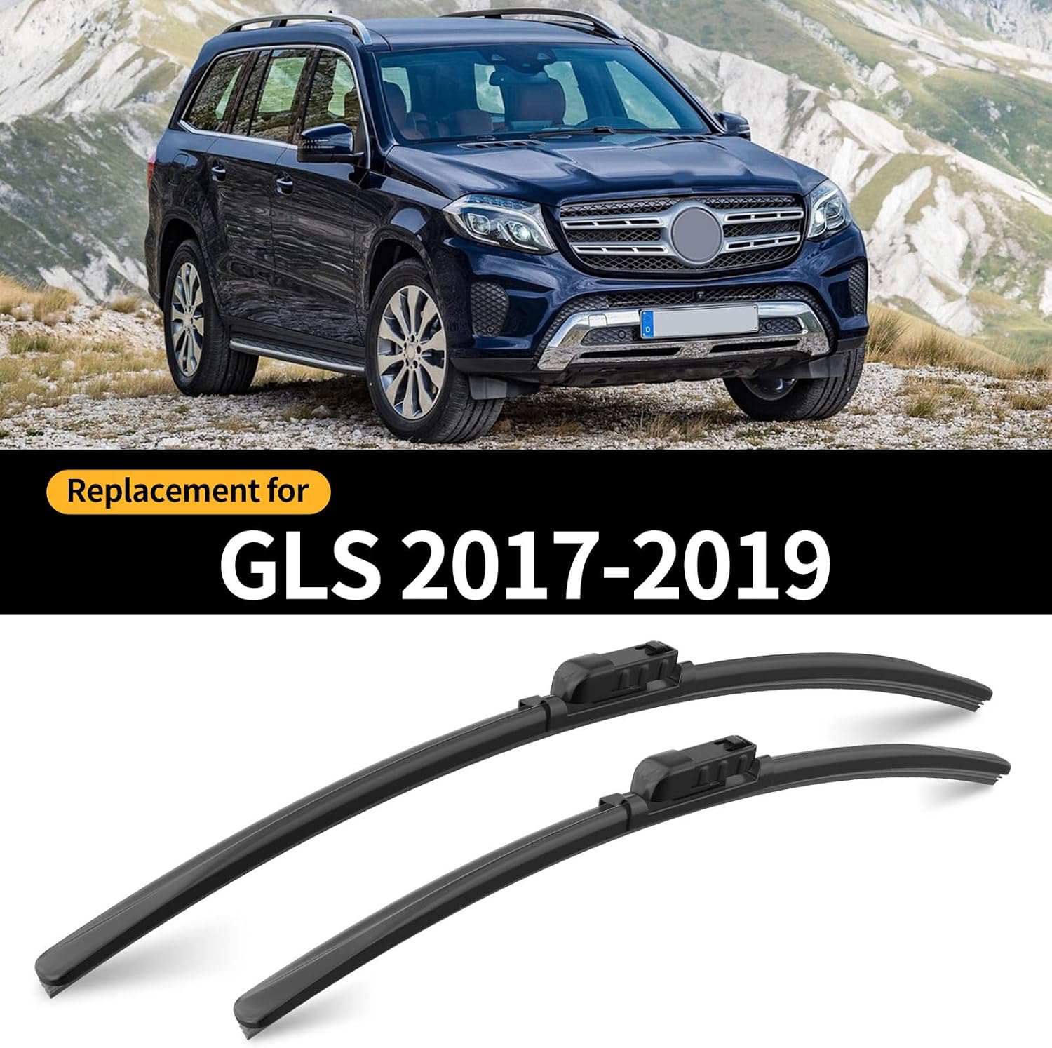 Front and Rear Wiper Arm Blade Set Replacement for Mercedes Benz GLS 2017 2018 2019 450 550, Front and Back Wipers and arm Accessories Assembly for Benz GLS 2017-2019