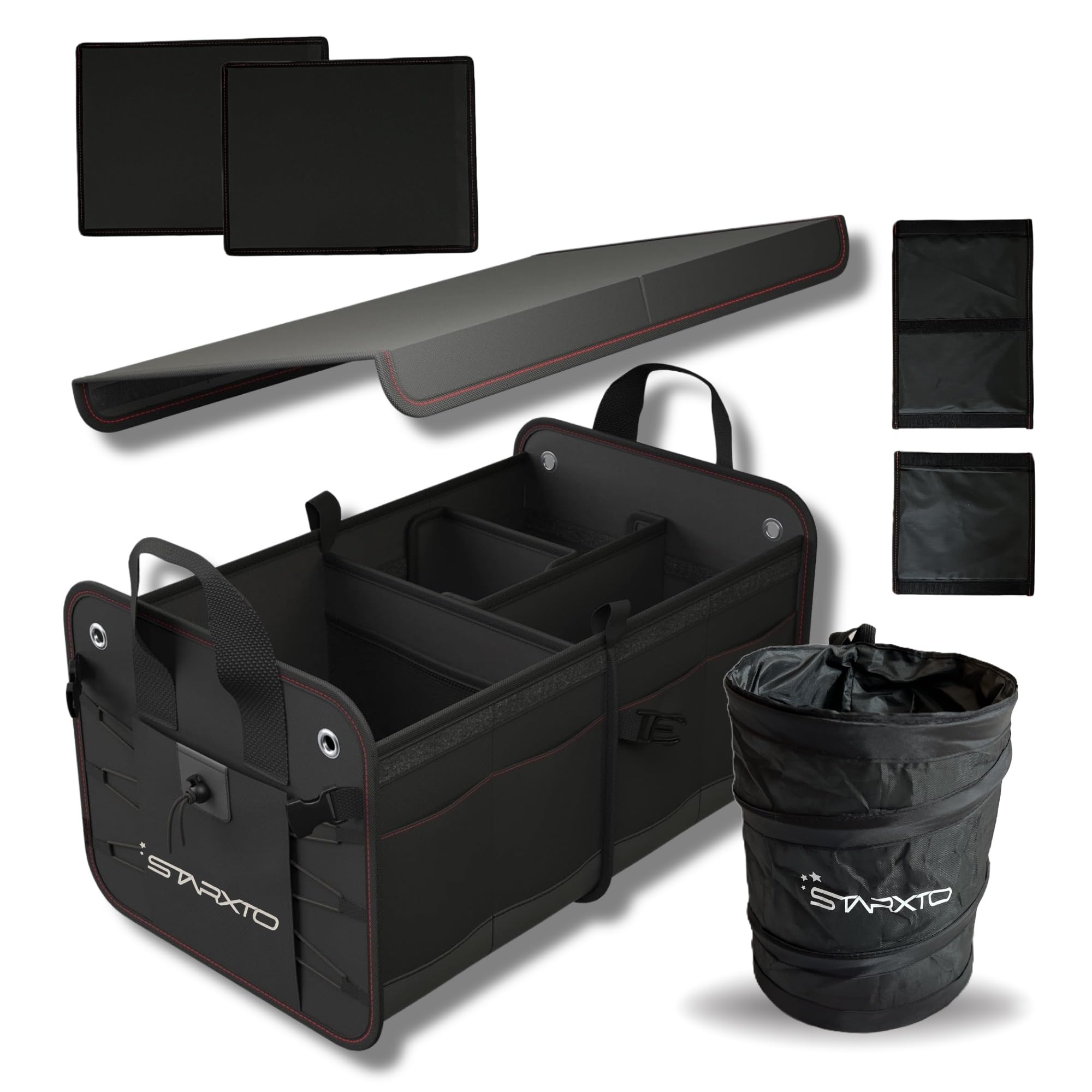 Organizador de Maletero Coches y SUV, Plegable con Tapa, Ajustable, 2 en 1 Set - Caja Maletero - Bolsa Maletero Coche - Organizador Coche Maletero - Caja Plegable