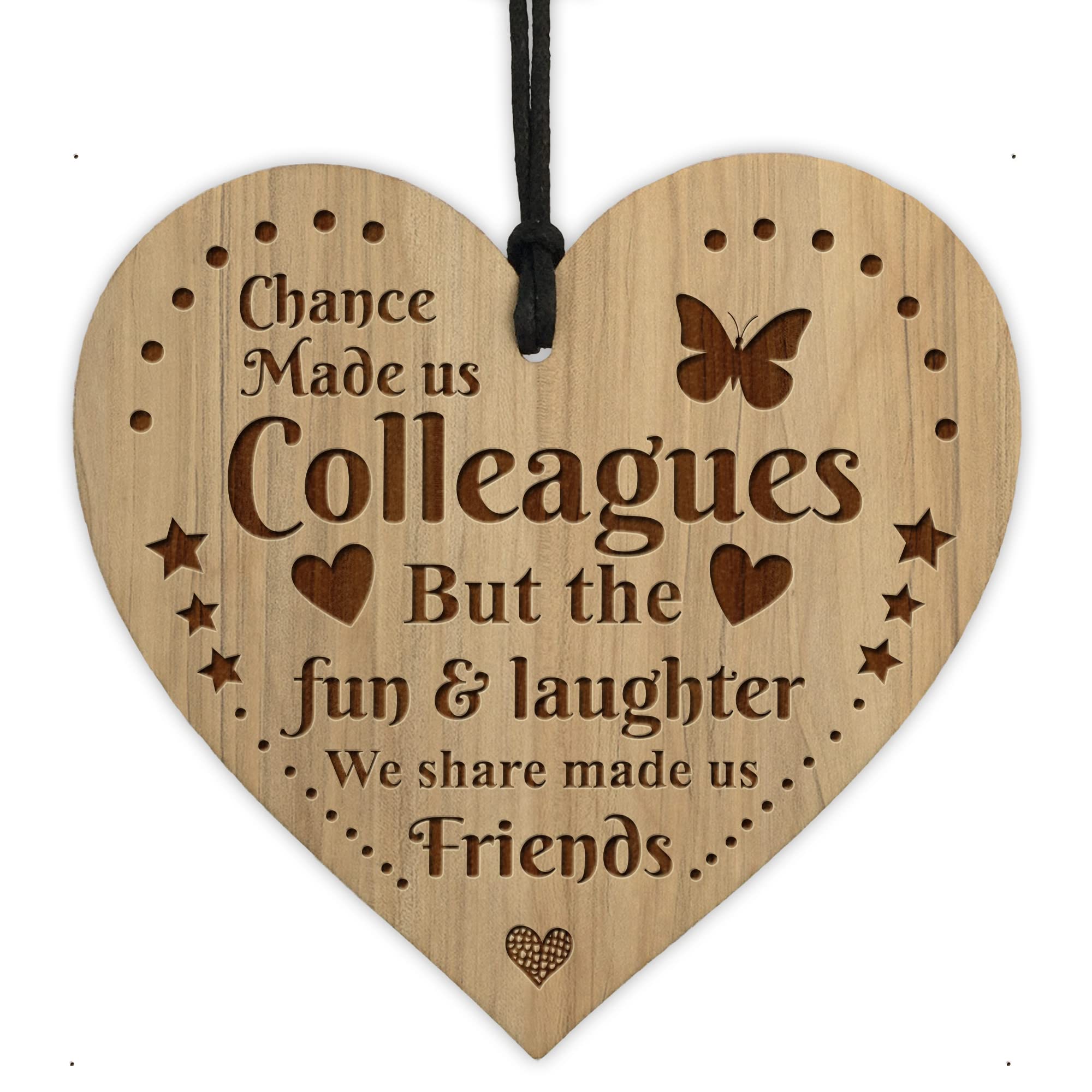 Red Ocean Chance Made Us Colleagues Gift Engraved Wood Heart Friendship Gifts Keepsake