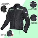 Allextreme SPEEDO Bike Riding Jacket Mesh Fabric Racer Motorcycle Armour Back Elbows Shoulders Protection with All Season Night Visibility Sticker for Men (2XL, Neon Green) gallery image