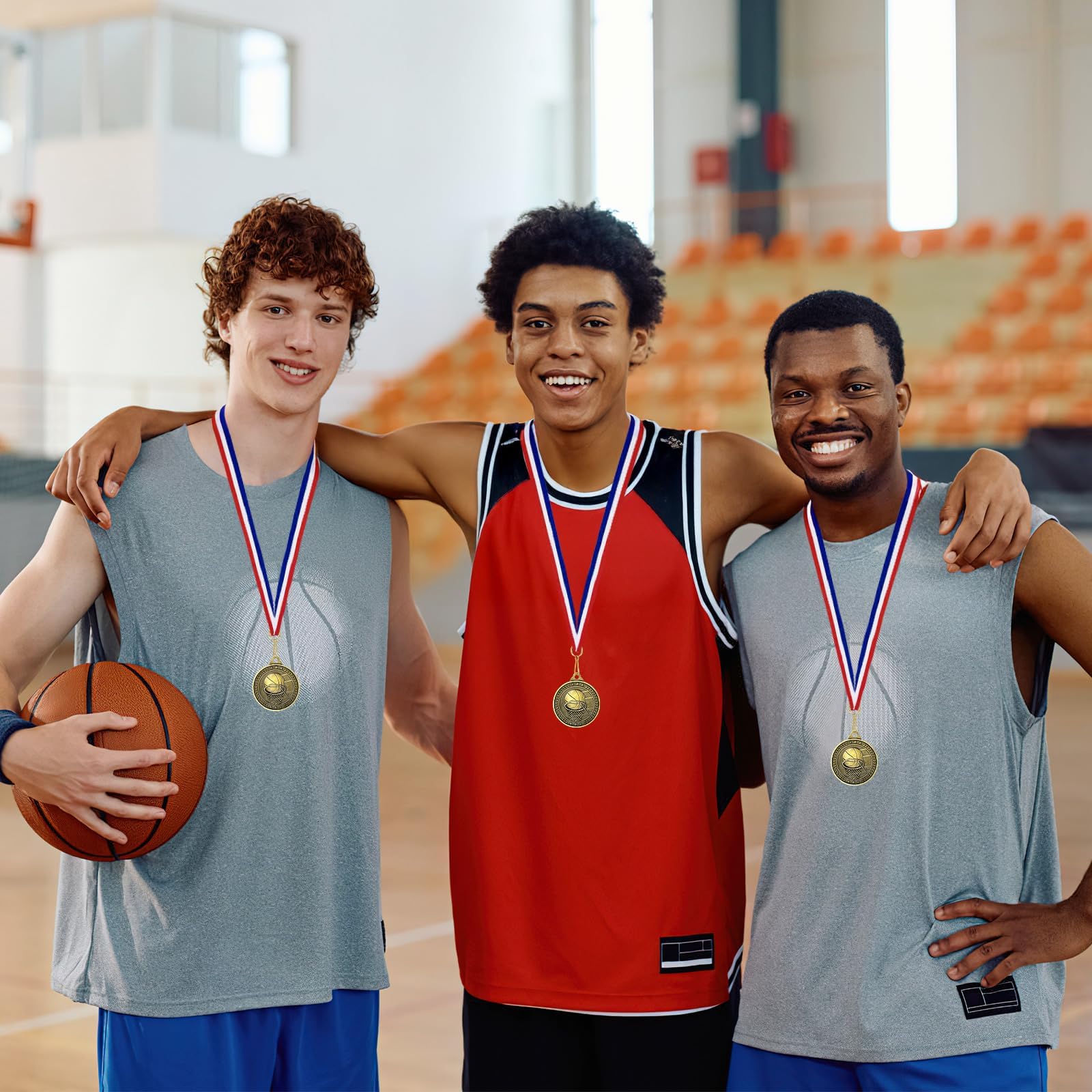 30 medaglie d'oro sfuse, 5,1 cm, campione, basket, calcio, baseball, pallavolo, trofeo, medaglie sportive in metallo, con nastri per il collo, per giochi e partecipazione sportiva