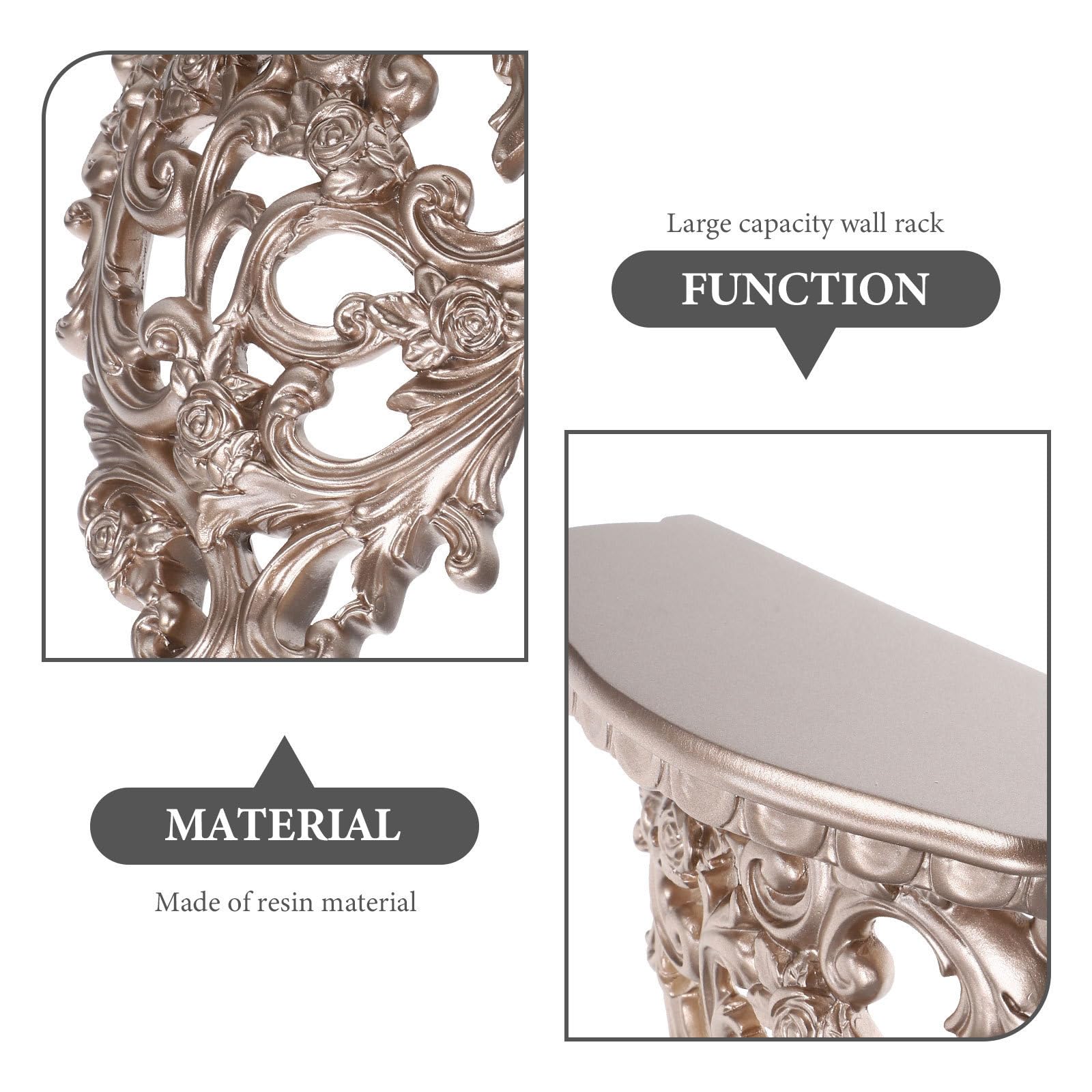 SHINEOFI Estante de Pared Flotante para Guardar Gel de Ducha y Jabón Gran Capacidad de Resina Dorado Estilo Moderno Tallado Adecuado para Baño o Cocina