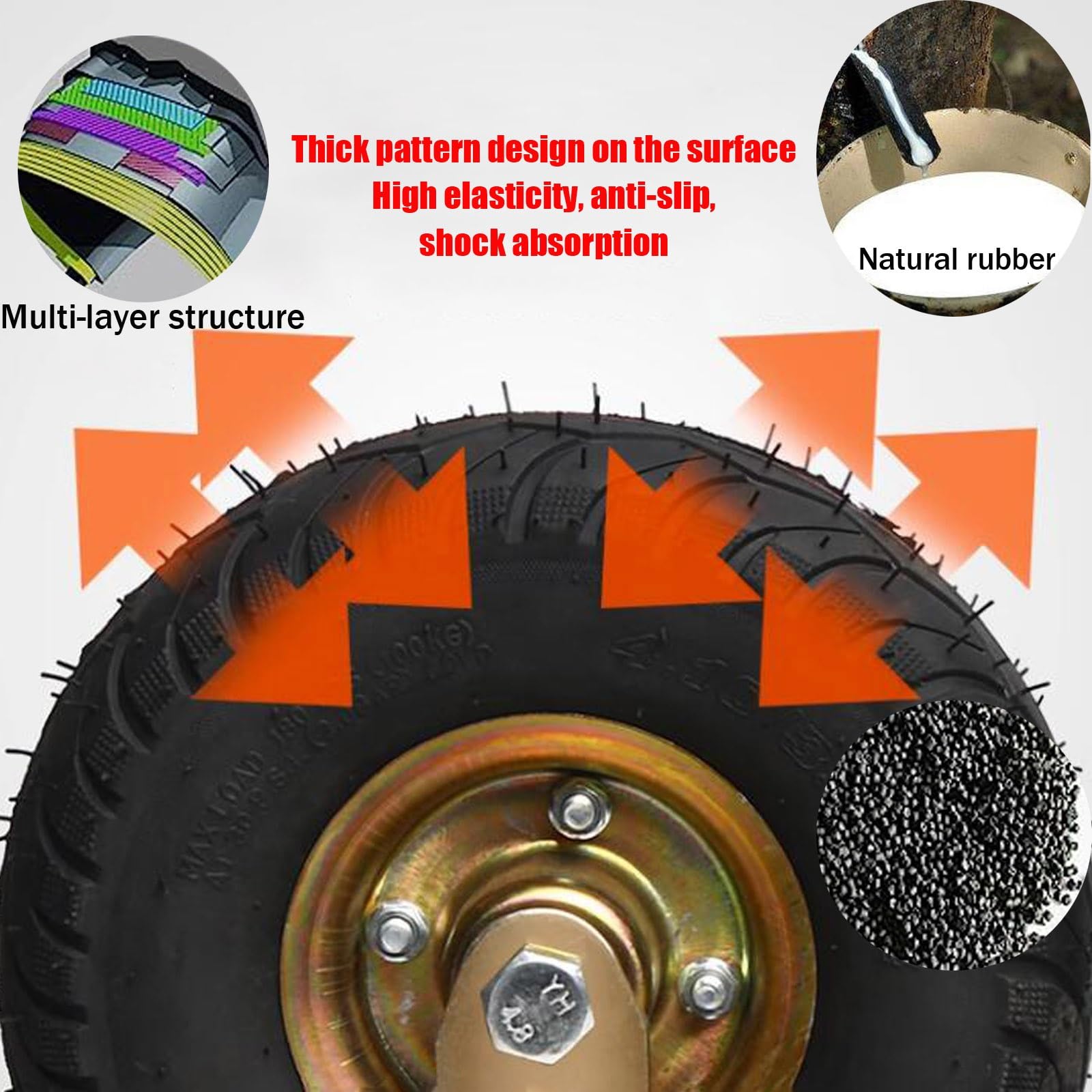 Opony do taczki 150 200 250 mm, gumowe koła pneumatyczne obracane o 360°, łatwy montaż, idealne do wózków transportowych, mebli, kółek warsztatowych, do dużych obciążeń