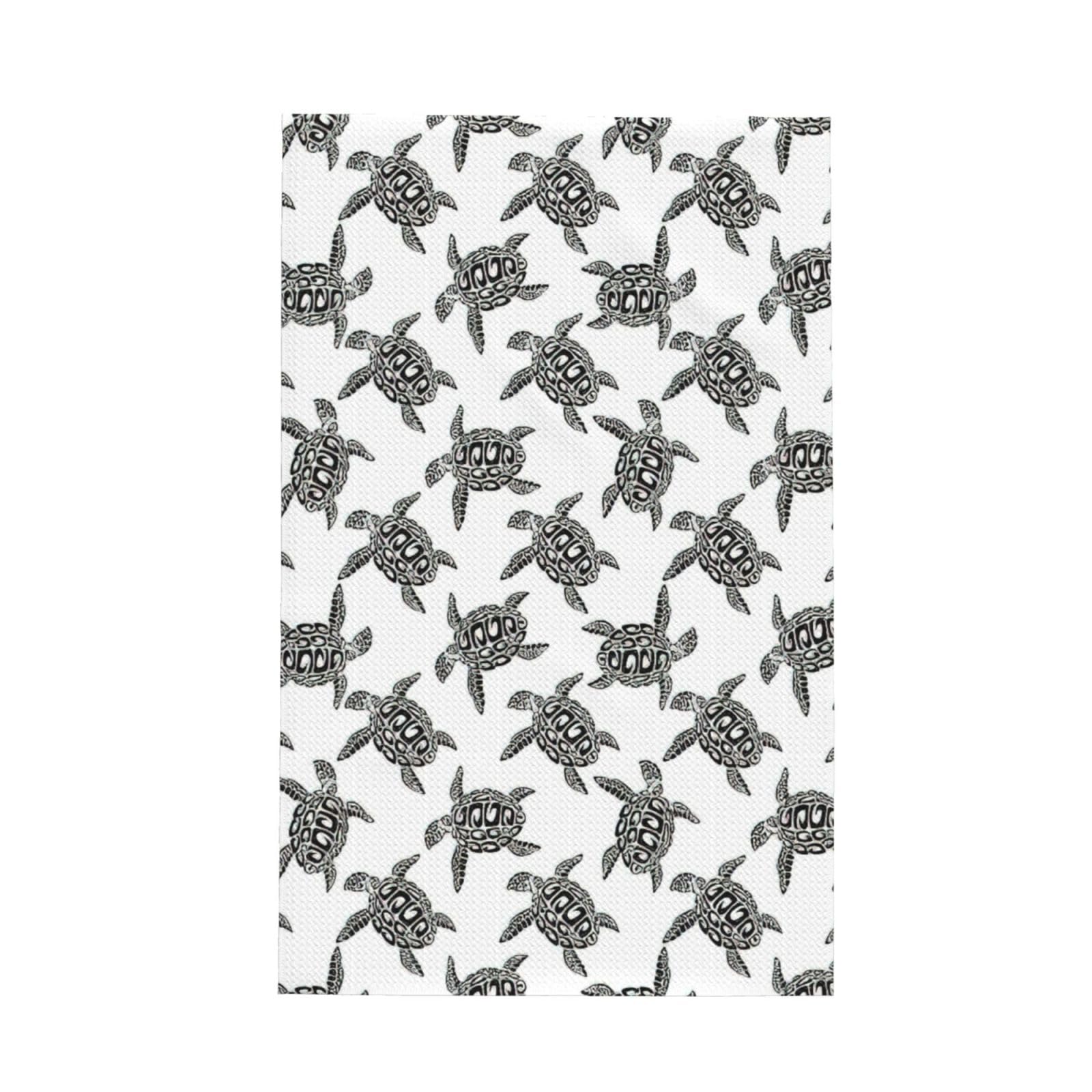 CKGODGF Animals Sea Turtles Print Absorbent Waffle Dishcloths,Kitchen Towels With Hanging Loops,Tea Towels.