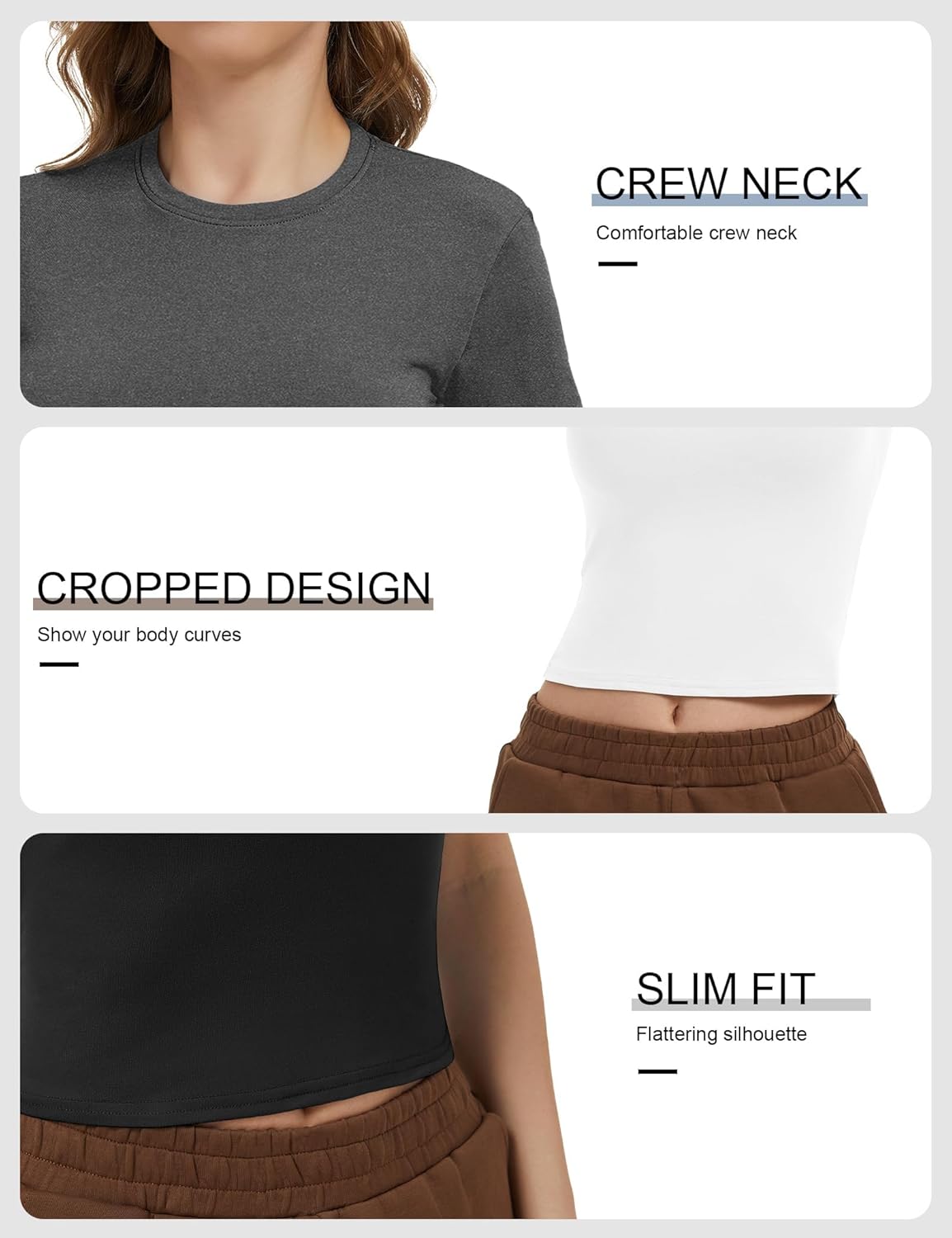 Dalavch 4 Pack Women's Workout Shirts Compression Short Sleeve Crew Neck Running Yoga Gym Athletic Fitted Crop T-Shirts Top - Image 5