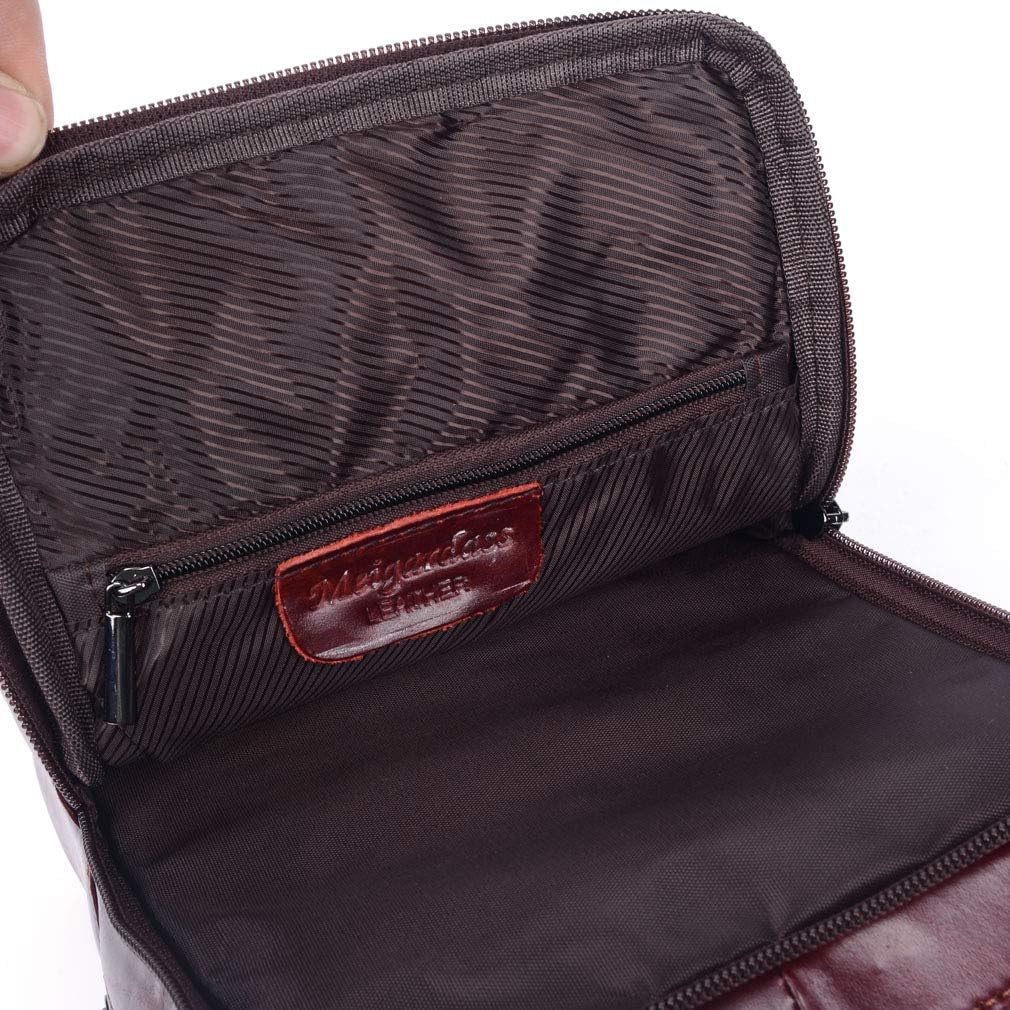 Hebetag Small Leather Sling Shoulder Bag Messenger Pack for Men Women Outdoor Travel Business - Image 2