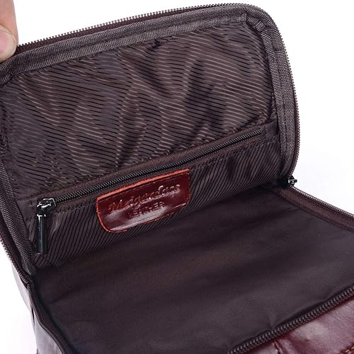 Miniatura 2 de Hebetag Bolso bandolera de cuero pequeño para hombres y mujeres, para viajes al aire libre, negocios