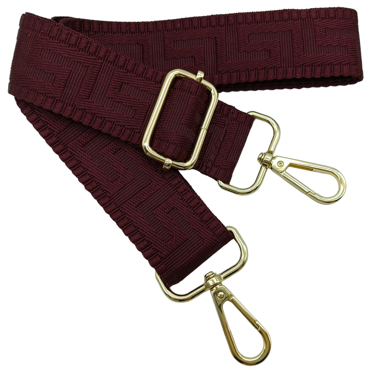 Keriocusi Women's Dark Burgundy Adjustable Shoulder Strap For Bags Red, Bag Straps For Changing, Bag Strap Wide With Carabiner Gold, 80-130 Cm Shoulder Strap Bag For Shoulder Strap, Handbag, 3.8 Cm, 1325