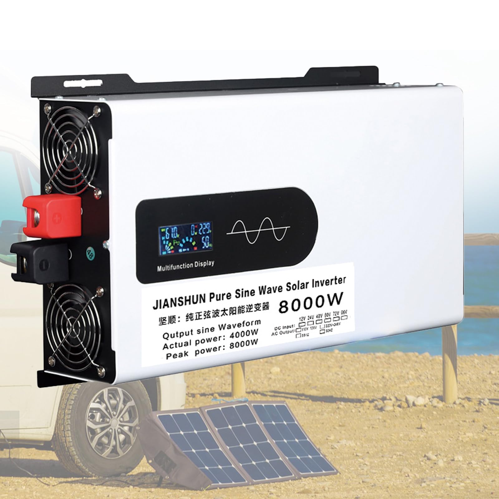 Inverter Fotovoltaico, Inverter Ibrido, Inverter per Camper, 5000W-10000W, DC12V-48V, per Accumulo Energetico Domestico, Campeggio, Esterno 12V8000W