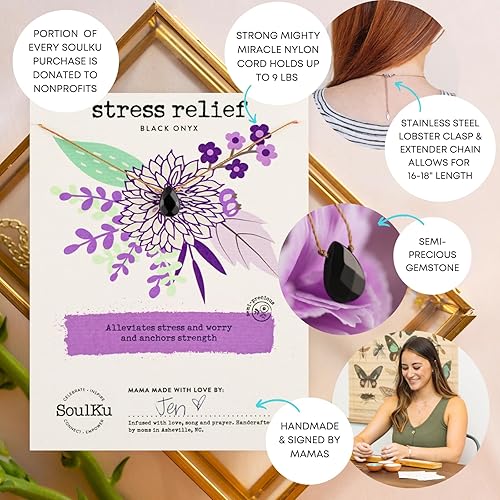 Miniatura 42 de SoulKu Handcrafted Necklace, Empowerment Jewelry With Healing Crystal, Inspirational Jewelry For Women, Mom & Sister Gifts, 2" Extender With Lobster