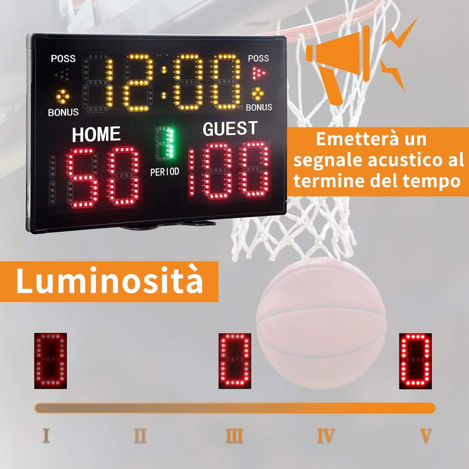 Tabelione Elettronico LED Portatile Segnapunti con Telecomando per Calcio Basket 11 Digit