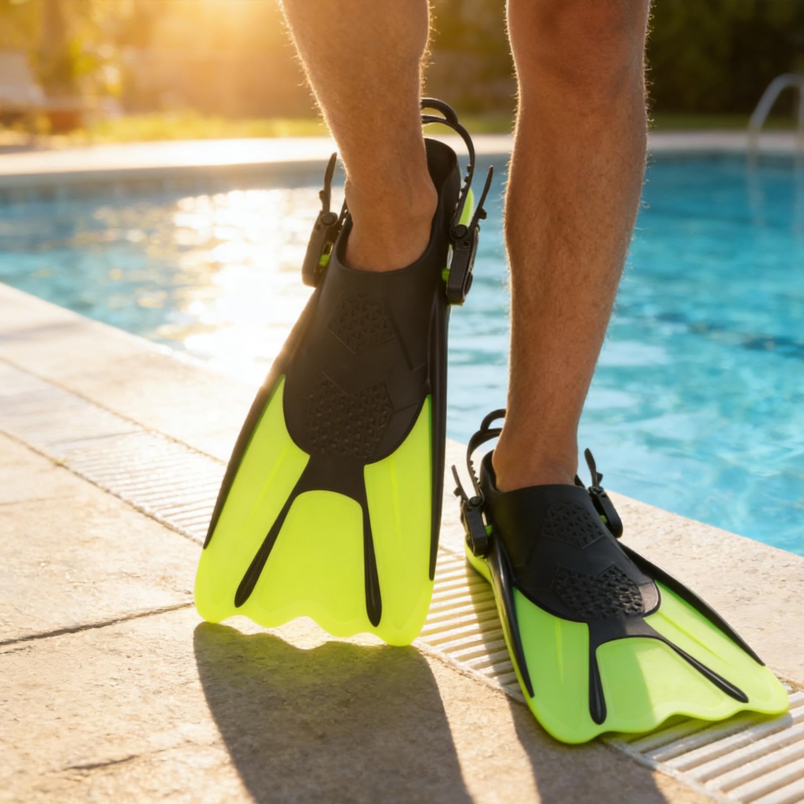 Gralara 2 Stück Taucherflossen Schwimmflossen Schnorchelflossen Trainingsflossen mit Komfortablem Verstellbarem Riemen Aus Flexiblem für Schwimmtraini