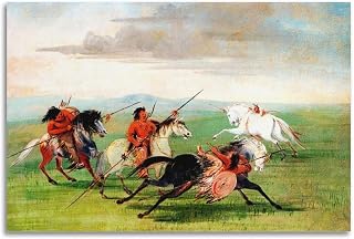 Comanche Feats of Horsemanship by George Catlin Artist's Work Poster Room Aesthetic Print Art Wall Painting Canvas Gifts Modern Bedroom Decor 20x30inch(50x75cm)