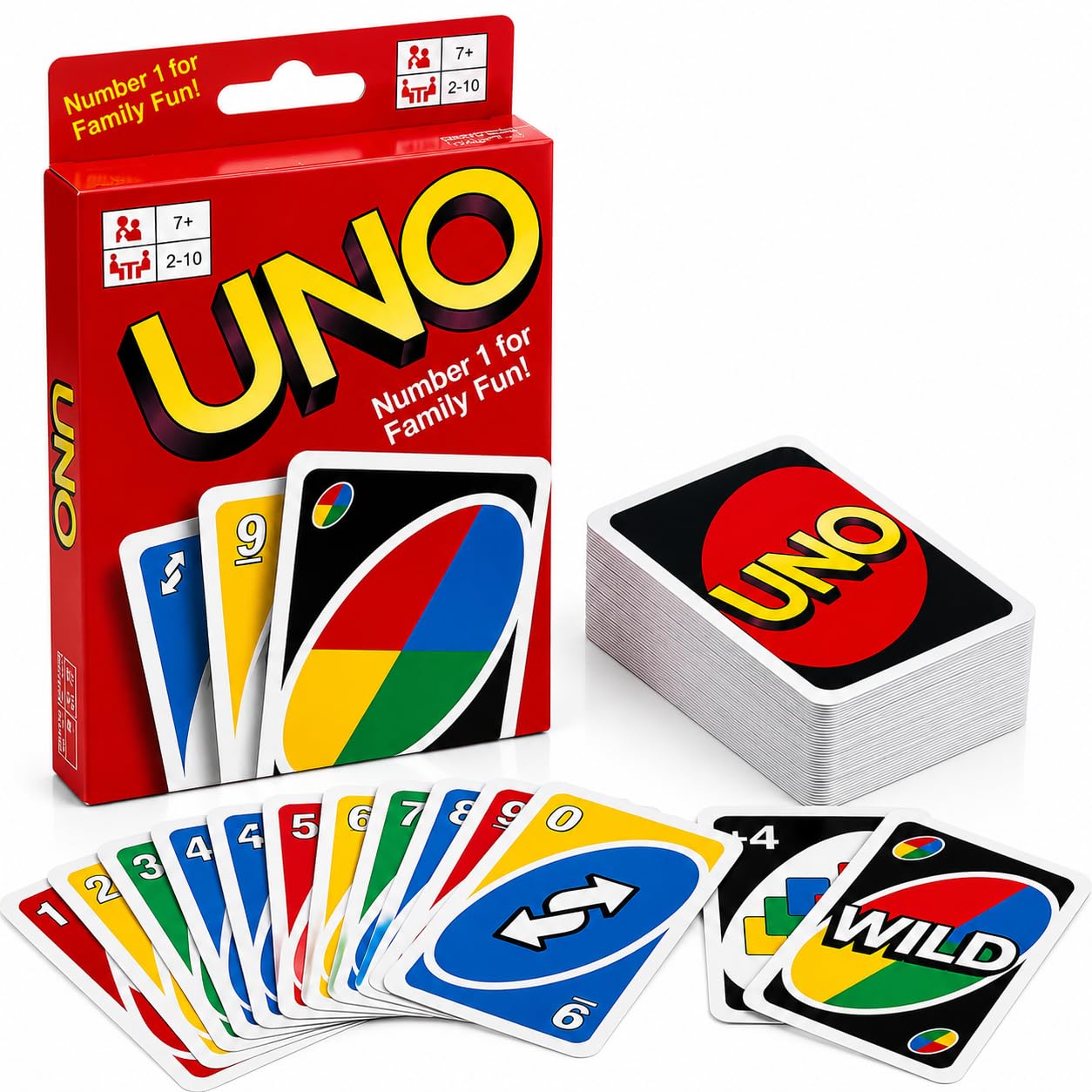 UNO Classic Card Game for Kids & Adults | Family Party Game | Travel-Friendly Playing Cards | Fun Game Night Entertainment | 2-10 Players | Ages 7+