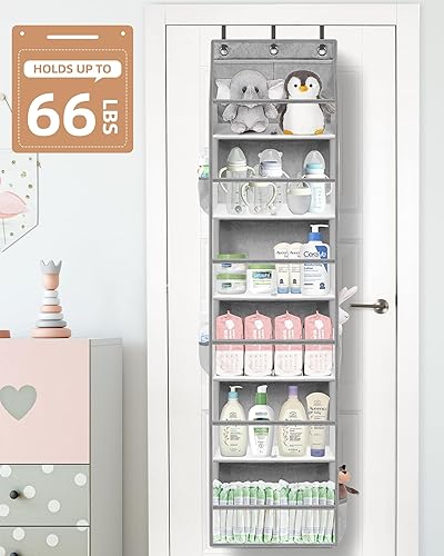 Miniatura 6 de STORAGE MANIAC Organizador para colgar sobre la puerta, organizador colgante de gran capacidad, bolsillos profundos transparentes detrás de la