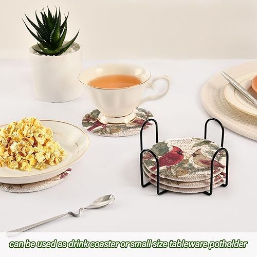 Vista 76 de Juego de 6 posavasos para bebidas con soporte, diseño retro de estrella de mar y estrella de mar, juego de 6 posavasos decorativos absorbentes