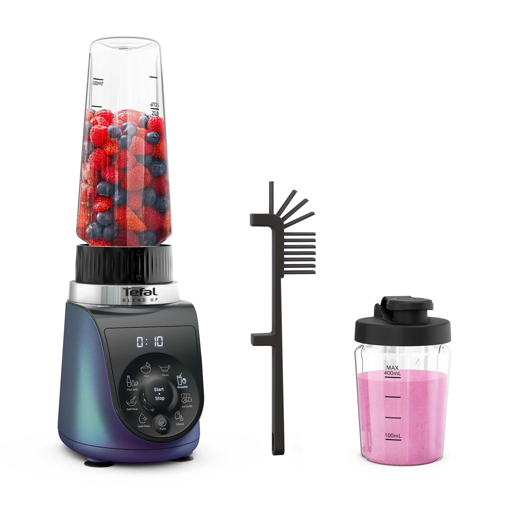 Tefal Blend Up Powerful Compact Blender, Quiet Mode, 8 Auto Programmes, Auto Cleaning Programme, 2 Durable Bottles 0.7L & 0.4L, Smoothies, Protein Shakes, Cocktails, Ice Crush, 6 Powelix Blades-image-38