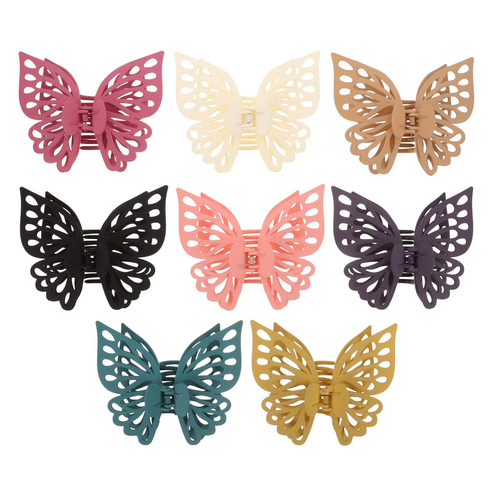 Hohopeti 8 Stück Große Haarklammern für Damen Bunte Matte Schmetterling Haarspangen Langlebig Rutschfest Geeignet für Dickes und Zartes Haar Modisches Haarschmuck Zubehör