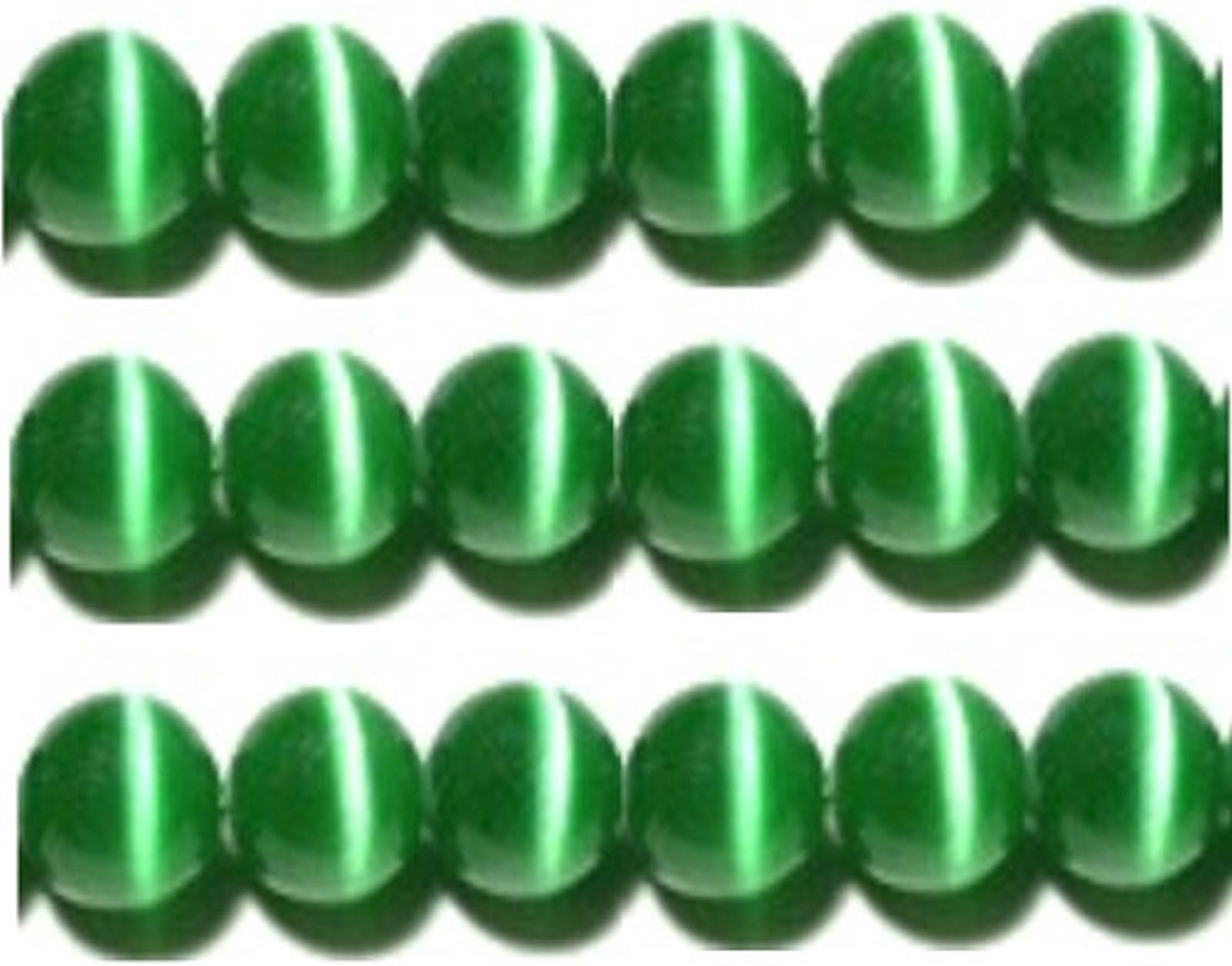 4mm Cat's Eye Bead Strands Grade "A" Fiber Optic, 32 Colors to Choose from (Green)