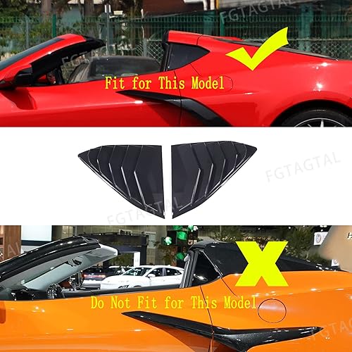 Miniatura 5 de Compatible con Chevrolet Corvette C8 2020-2023 - Cubierta para rejilla de ventana lateral trasera, calcomanías para persianas de ventana trasera,