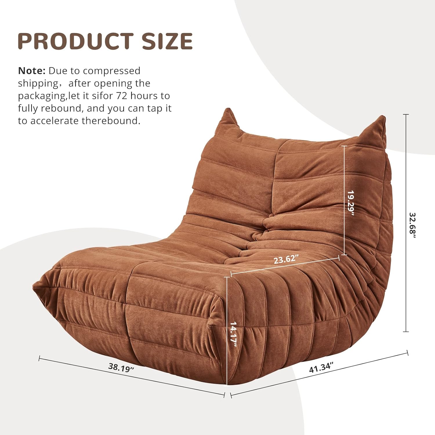 Green Bean Bag Chair - Corner Sofa, Fireside Floor Couch for Living Room, Bedroom, Gaming & Office (Brown, Single)